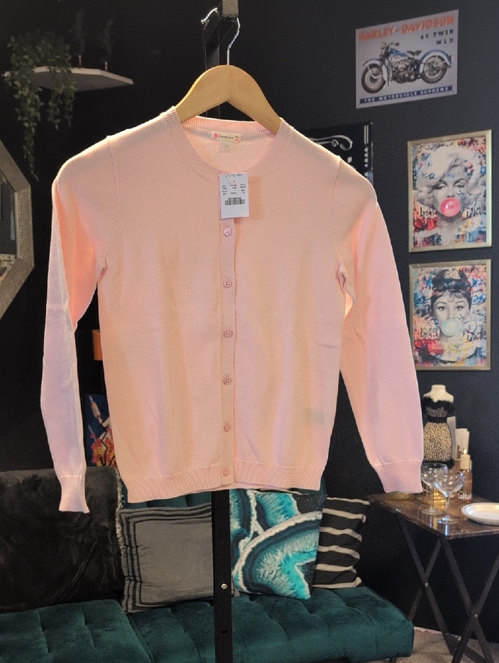 Crewcuts Light Pink Button-Front Cotton Cardigan